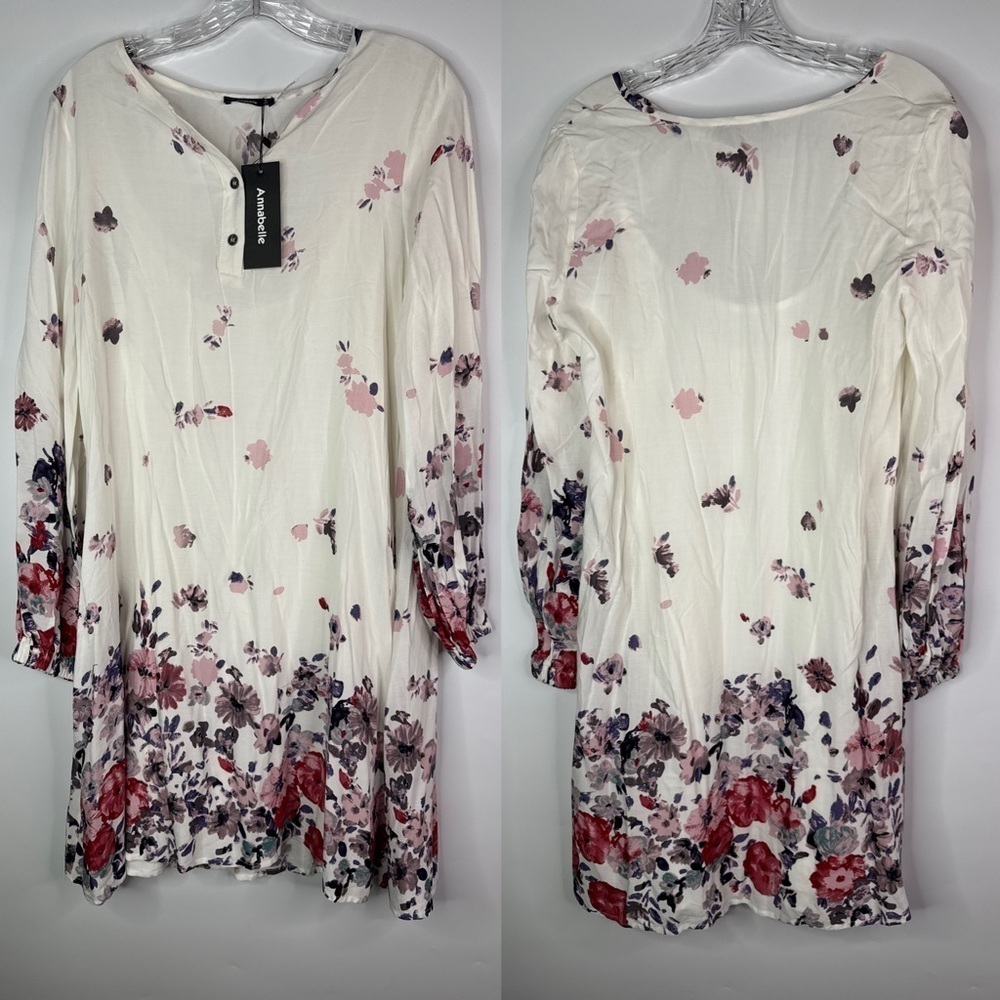 Annabelle White Floral Long Sleeve Dress Size Small NWT